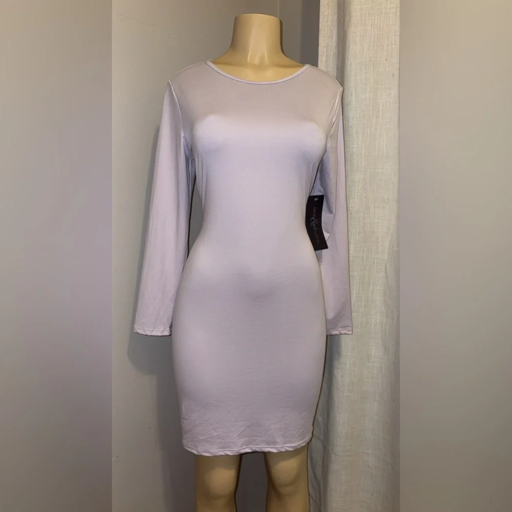 Elegant Lavender Long Sleeve Dress - Picture 4 of 5